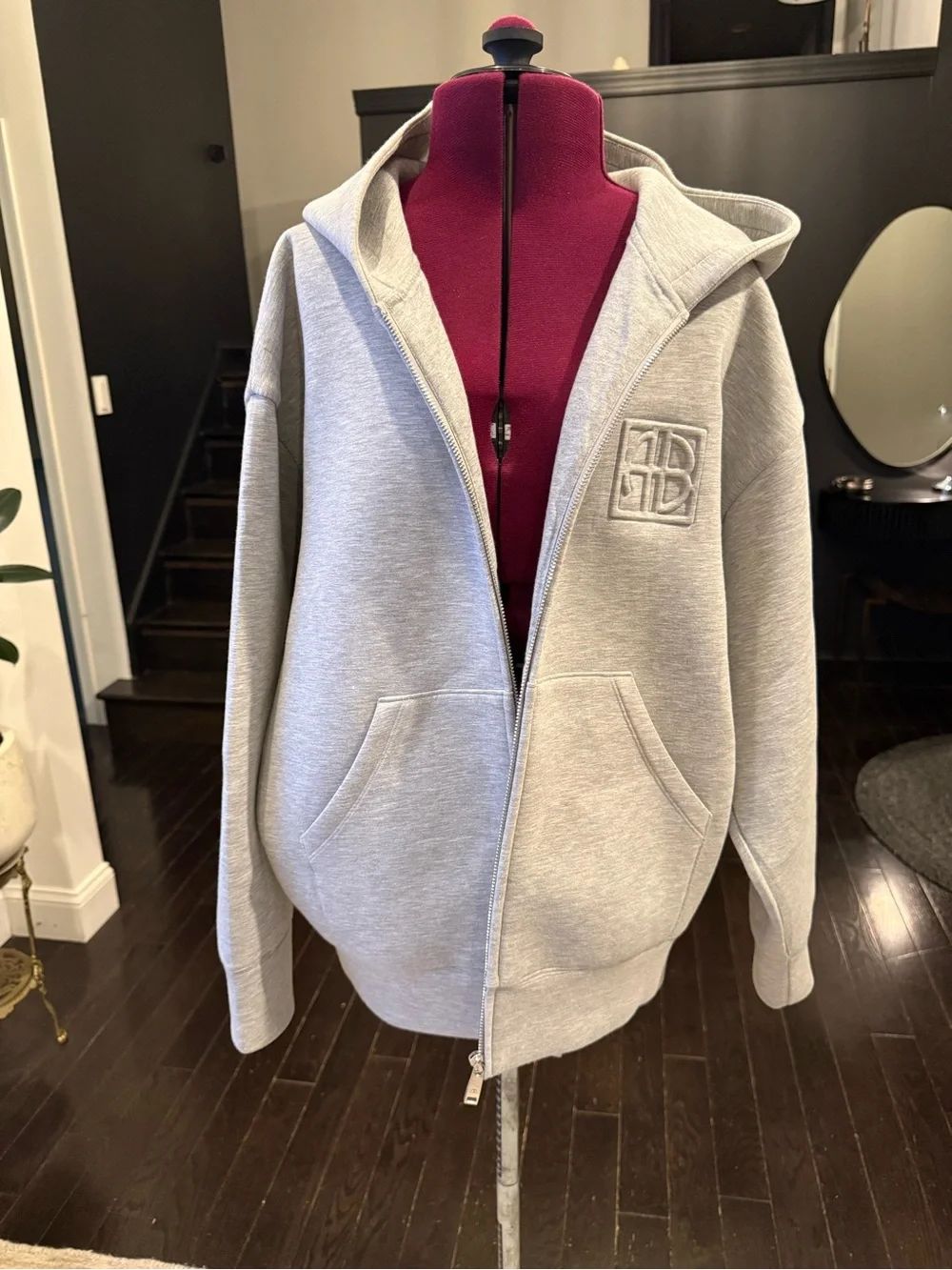 Anine Bing Grey Bond Zip Hoodie - Picture 2 of 15